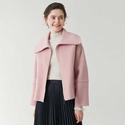 「自」全新升级【铂金会员321/天猫429/差价108】(12839)洛诗琳气质双面毛呢大衣2025秋冬大翻领显瘦纯羊毛短外套 商品图0