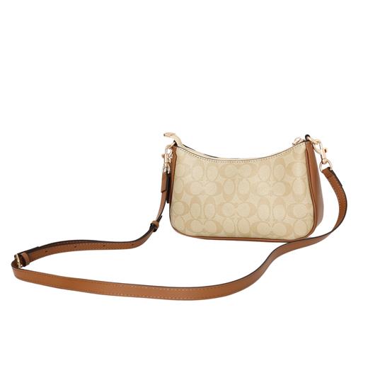 蔻池 经典老花拉链开合标志性Logo 帆布拼光滑皮革 手提单肩包 商品图2