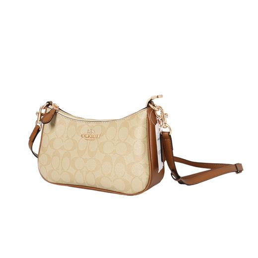 蔻池 经典老花拉链开合标志性Logo 帆布拼光滑皮革 手提单肩包 商品图1