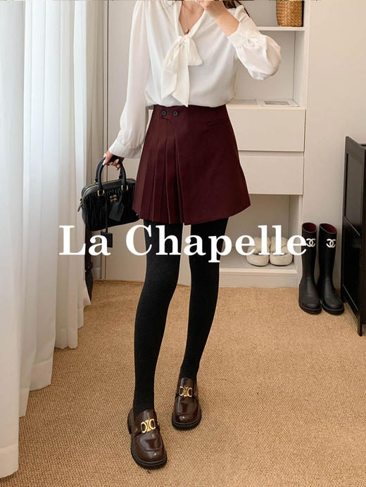 会员福利【加厚西装裙】拉夏贝尔/La Chapelle气质高腰A字短裙~设计感显瘦遮胯减龄百褶裙 商品图8