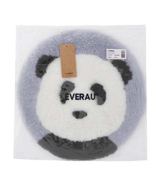 【澳洲品牌】EVERAU    纯羊毛椅垫小垫沙发垫坐垫羊剪绒短毛餐椅垫 圆形座垫冬季羊皮椅垫 熊猫敲门坐垫EAZ064 商品图3