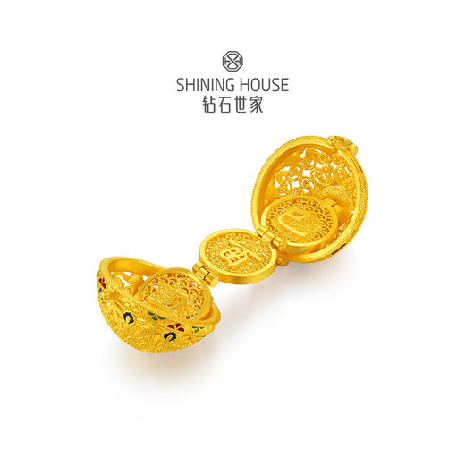 【纳吉藏福系列】钻石世家 古法黄金花丝三合生肖珐琅吊坠 足金黄金吊坠 生肖蛇鸡牛【黄金产品不支持无理由退换货】预计3-5天发货 商品图2