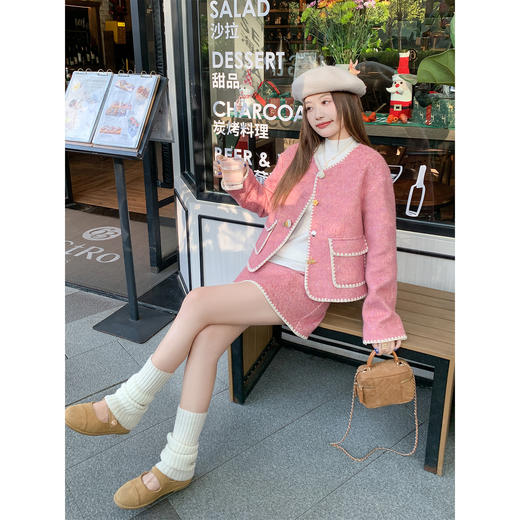 <曾小咸推荐>现货秒杀 ！微信超特价！撞色边小香风外套 日常269.99 立减130 秒杀129.99！！撞色边半裙 日常139.99 立减70 秒杀69.99！！ 商品图4