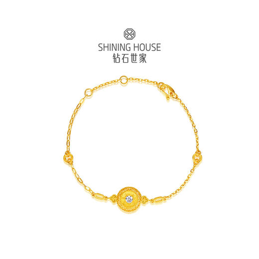 【巳来运转系列】钻石世家 如意罗盘手链 足金手链 以象征财运富贵长寿的灵蛇纹融入吉祥元素，黄金与闪耀钻石的时尚设计蕴藏金蛇庇护，蛇来运转的巧思【黄金产品不支持无理由退换货】预计3-5天发货 商品图3