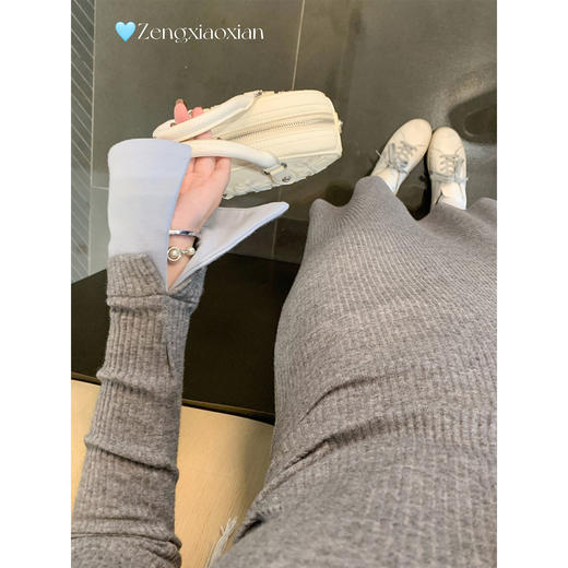 <曾小咸推荐>现货秒杀！微信超特价！撞色针织长袖连衣裙 日常199.99 立减100 秒杀99.99！！ 商品图2