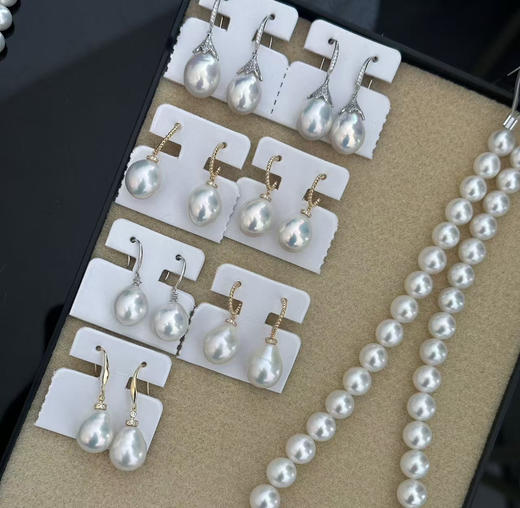 甄珠贝 淡水te级光 12mm+ 微瑕水滴状 925纯银配件 商品图5