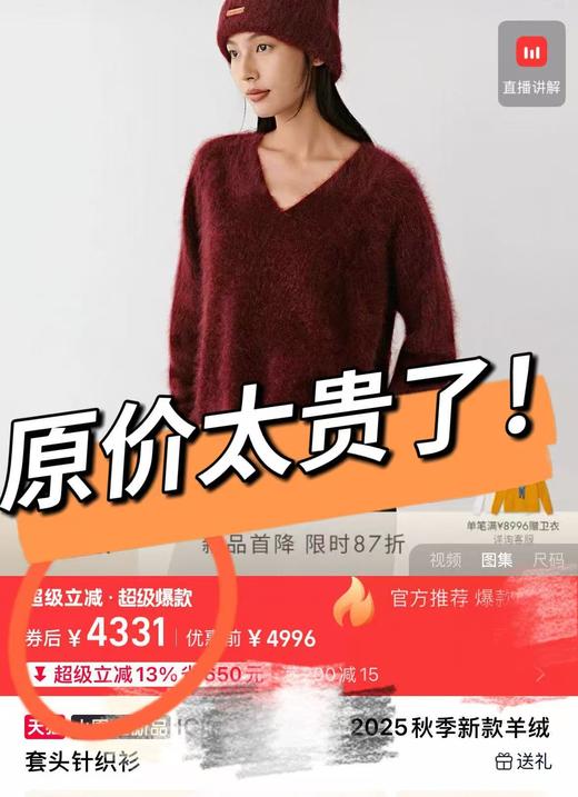 进口拉绒工艺无缝一体礼挚V领羊绒拉绒羊毛衫 商品图8