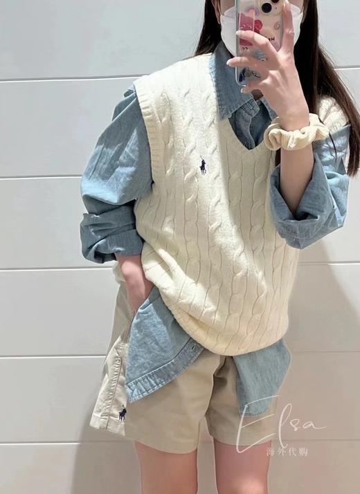 D121170绞花V领情侣针织复古毛衣马甲背心 商品图11