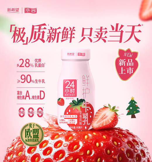 新希望（华西）玻璃瓶24小时草莓牛奶190ml 商品图0