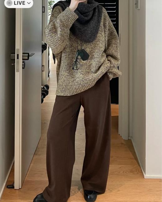 实际库存～～付款减库存，25新款秋冬款！ 羊绒混纺！！手感无敌！dst箭头家针织长裤锥形裤宽松版 商品图4