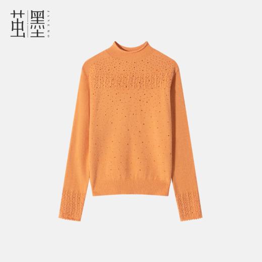 茧墨 定制款钩花卷边半高领毛衣 商品图1