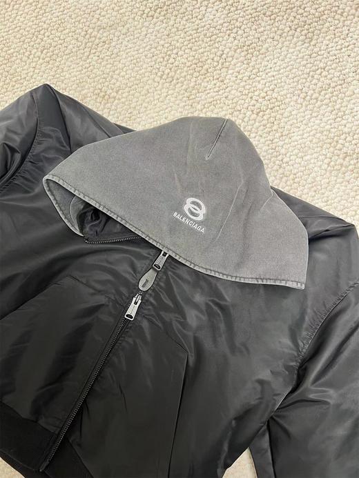 D121142新款双环拉链棉衣外套黑色飞行服夹克保暖外套 商品图10