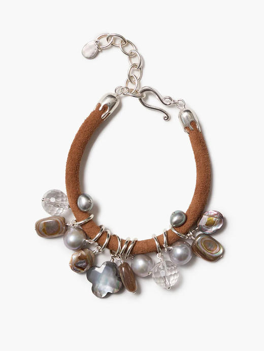 订购12周到｜Chan Luu-LEA-淡水珍珠 鲍鱼贝 黑珍珠母贝 透明石英 皮革 手链［美国设计师］ 商品图0