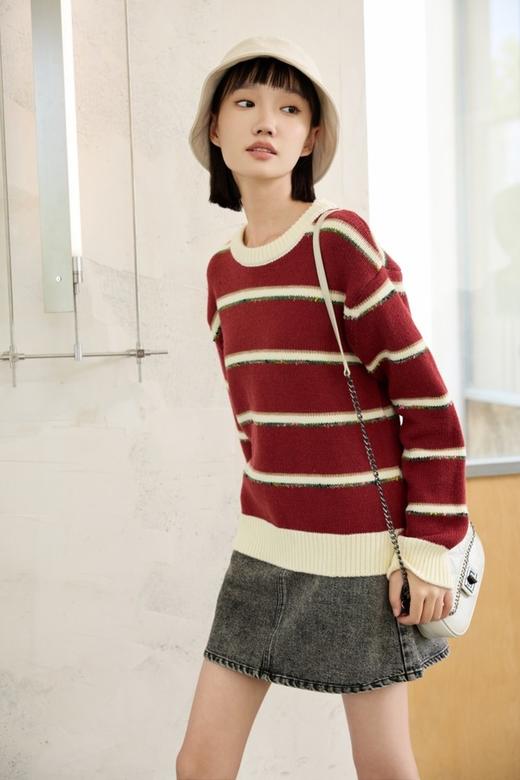 LNNNS 撞色条纹软糯套头宽松毛衣 21998 商品图1