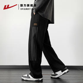 回力裤子男秋季2025新款阔腿条纹工装裤男美式宽松直筒休闲裤男款