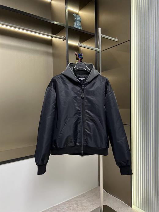 D121142新款双环拉链棉衣外套黑色飞行服夹克保暖外套 商品图1