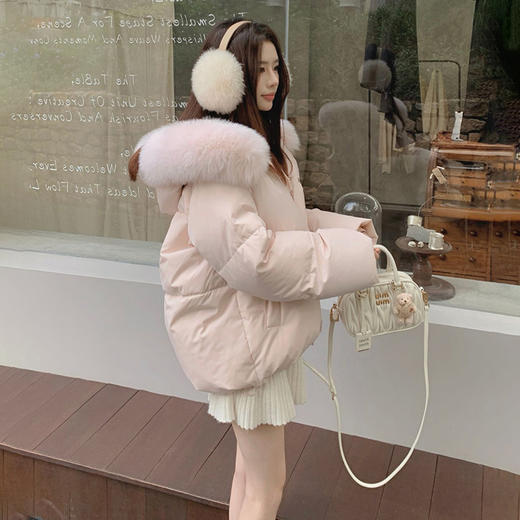 西遇狐狸大毛领连帽棉服女冬季新款韩系宽松加厚保暖外套SS051954 商品图3