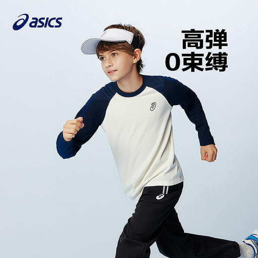 ASICS/亚瑟士童装25年冬季儿童长袖拼色插肩袖保暖舒适吸湿发热 商品图3