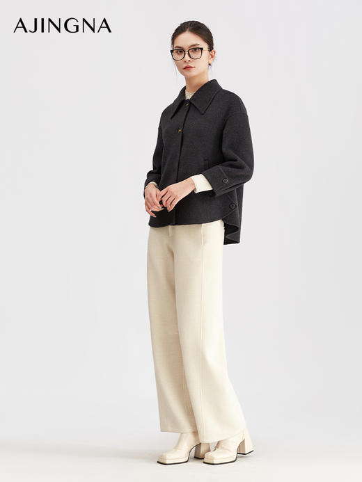 【商场同款】阿菁娜冬季新款复古大翻领短外套微阔版型A30D511029 商品图4