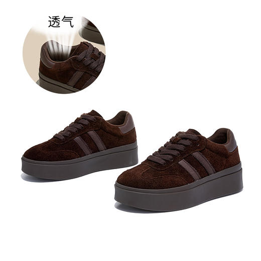 头层牛皮乌拉草猪皮鞋垫德训鞋2026春季新款休闲阿甘鞋厚底运动鞋 商品图4