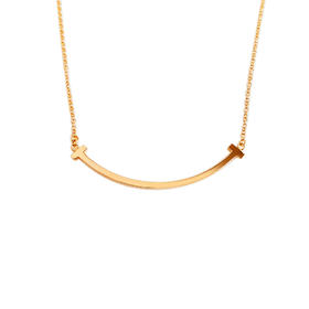 【95新】Tiffany & Co.蒂芙尼Tiffany T 系列小号玫瑰金笑脸Smile项链 链长约45cm女士 071225NJT31