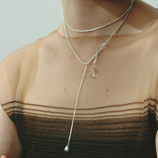 【春夏新款】alodia.co 品牌直发 掠影银河白水晶水滴毛衣链 意大利工艺长期主义简约高级感 商品图6