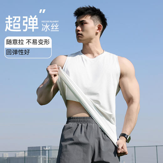 回力冰丝背心男2025夏季新款健身速干上衣透气运动坎肩无袖男t恤 商品图1