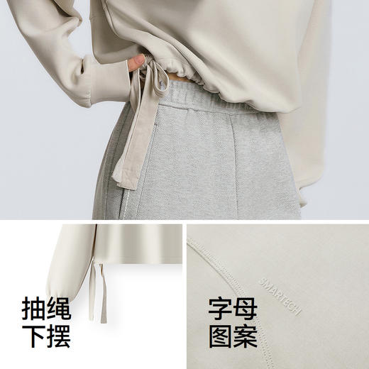森马卫衣女春季短款圆领宽松字母抽绳休闲ins潮流简约小心机上衣 商品图3