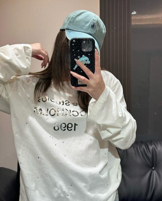 𝟐𝟓𝐀𝐜𝐧𝐞镜面烫钻长T恤打底衫𝟏𝟗𝟗𝟔闪银限定121106 商品图4