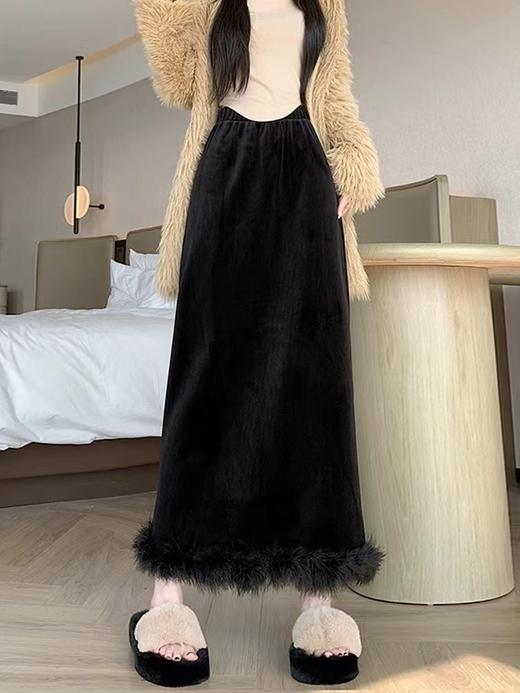 D121146时尚百搭加绒拼接半身裙女秋冬装气质显瘦直筒裙子 商品图7