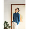 牧衣游原创棉混纺手工刺绣T恤简约纯色舒适打底长袖高领上衣 霞落 商品缩略图3