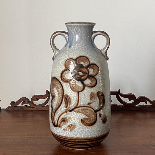 1960s西德手绘花朵 双耳花瓶 B0293 商品图0