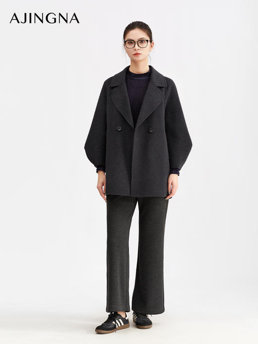【商场同款】阿菁娜冬季新款极简松弛风外套落肩微阔袖包容身形柔坠感抗寒A30D511106 商品图5