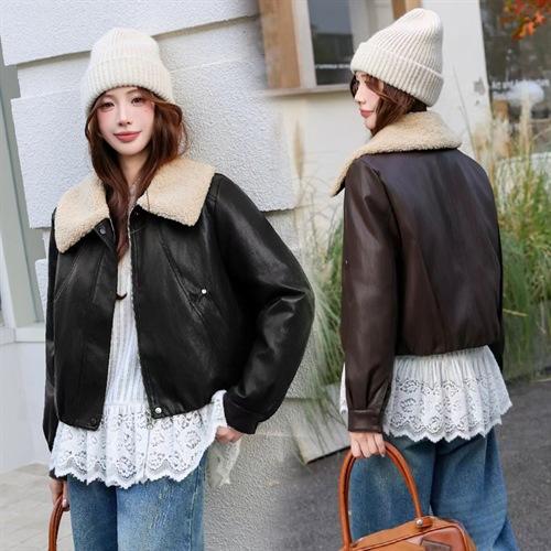 HR YYG83021街头风外套时尚休闲加棉保暖皮衣皮棉夹克 商品图0