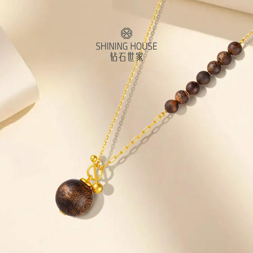 【钜惠价】【沉香黄金】钻石世家 祈愿系列·古韵鎏金项链 足金沉香项链 古韵沉香与华贵黄金碰撞组合 汇聚非遗之美【黄金产品不支持无理由退换货】预计3-5天发货 商品图3