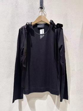 女款蝴蝶结飘带长袖T恤he