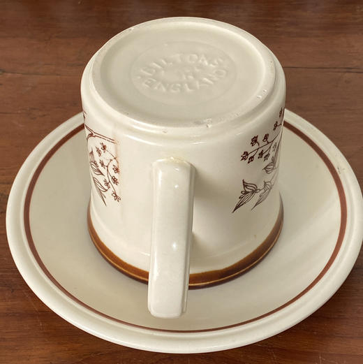 英国BILTONS白色花朵棕色咖啡杯碟2pcs B0321 商品图2