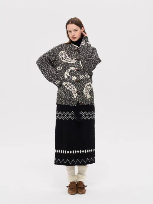 local tag/lt25awk51/流苏香草荚 毛线系带提花含羊毛针织半裙 商品图3