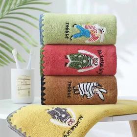 【做工细致柔软细腻❗️吸水除湿四季通用】新款珊瑚绒锁边搞怪提花兔子毛巾加厚素色居家学生宿舍可用毛巾。jb