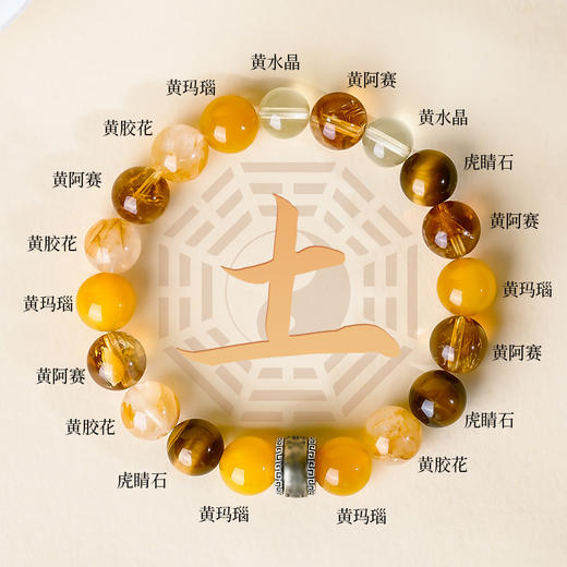 五行手串喜用土天然水晶平衡补土手串轉運本命饰品 商品图1