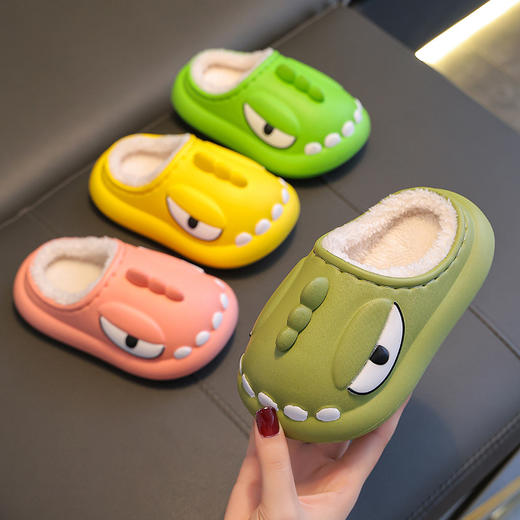 【凶萌小恐龙❗️触感柔软舒适】儿童棉拖鞋冬男童EVA踩屎感女孩包跟防水防滑加绒保暖宝宝棉拖鞋。jb 商品图3