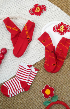 💥【品牌直发】新年出行必备❗️银泰专柜💕【新年红系列】笑乐屋 秋冬保暖儿童袜A类婴幼儿级别❗本命年红色系列团😎