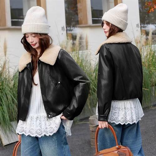 HR YYG83021街头风外套时尚休闲加棉保暖皮衣皮棉夹克 商品图2