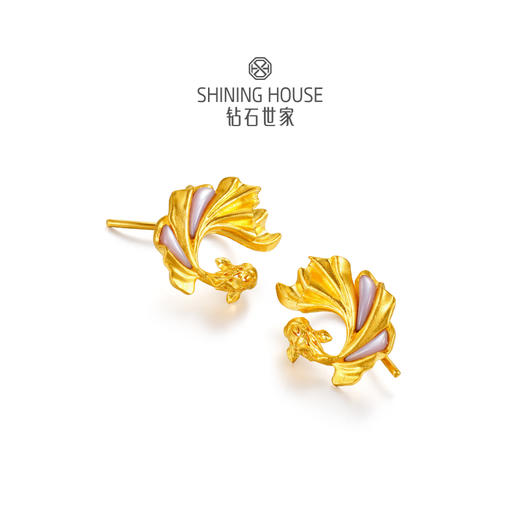 【灵瑞降喜系列】钻石世家 古法黄金富贵金鱼珐琅古法金耳饰 足金黄金耳饰 【黄金产品不支持无理由退换货】预计3-5天发货 商品图2