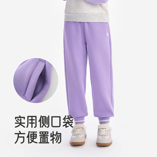 英氏儿童长裤女童针织长裤秋冬保暖加绒裤子中童纯色百搭外出 商品图3