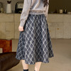 奢姿大码女装复古格纹半身裙胖妹妹高腰遮胯中长款A字裙秋冬伞裙9954453874B 商品缩略图3