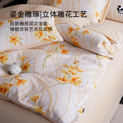 多喜爱 雕花绒套件【不起球 不掉毛】【 A类高克重】【柔软舒适 抗静电】 花倚晴光 商品图2