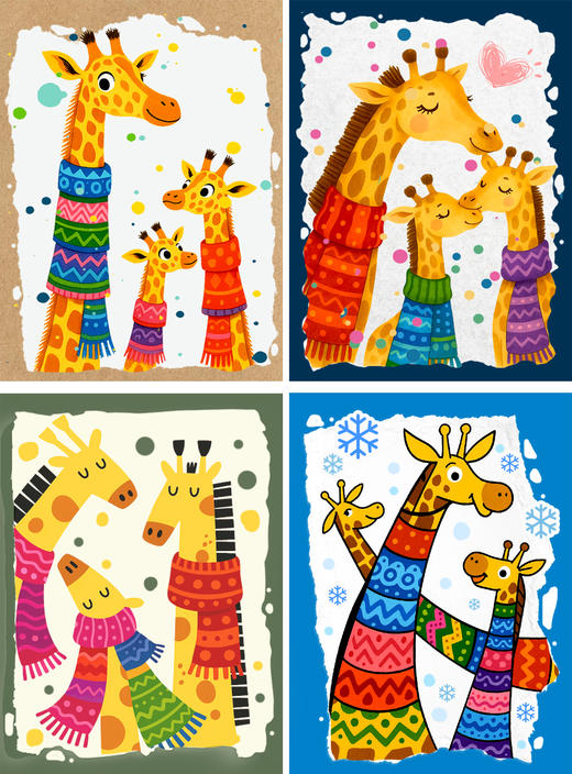 《线条和色彩的魔法：长颈鹿的花围脖》冬天动物卡通围巾【自动发货：下单后，点击手机短信中收到的链接，即可获取文件下载的链接；如有任何问题，可添加客服微信hm33268获得帮助】 商品图1