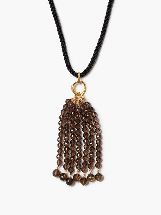 订购6周到｜Chan Luu-PAMPILLE-烟晶 扭纹缎带 流苏 长项链［美国设计师］ 商品图2