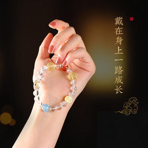 【祈愿吉品】白水晶五路金爷手串 商品图2